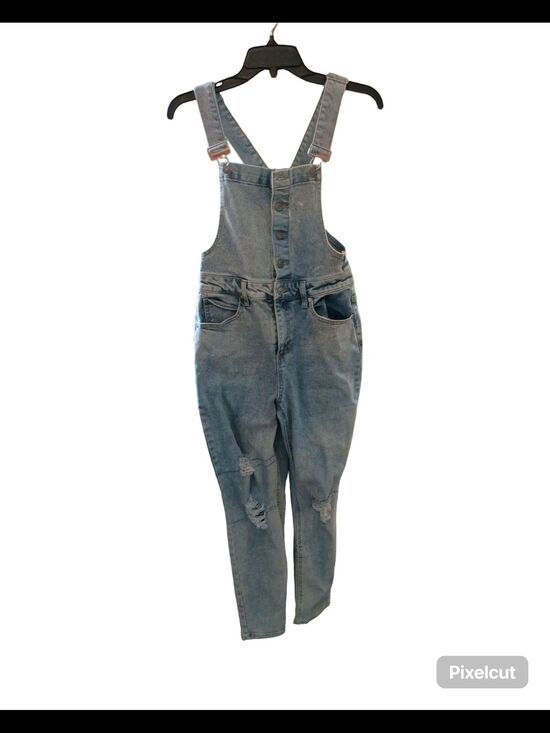 No Boundaries Denim - Light Blue Distressed Denim Overalls Size Small Women's 3-4